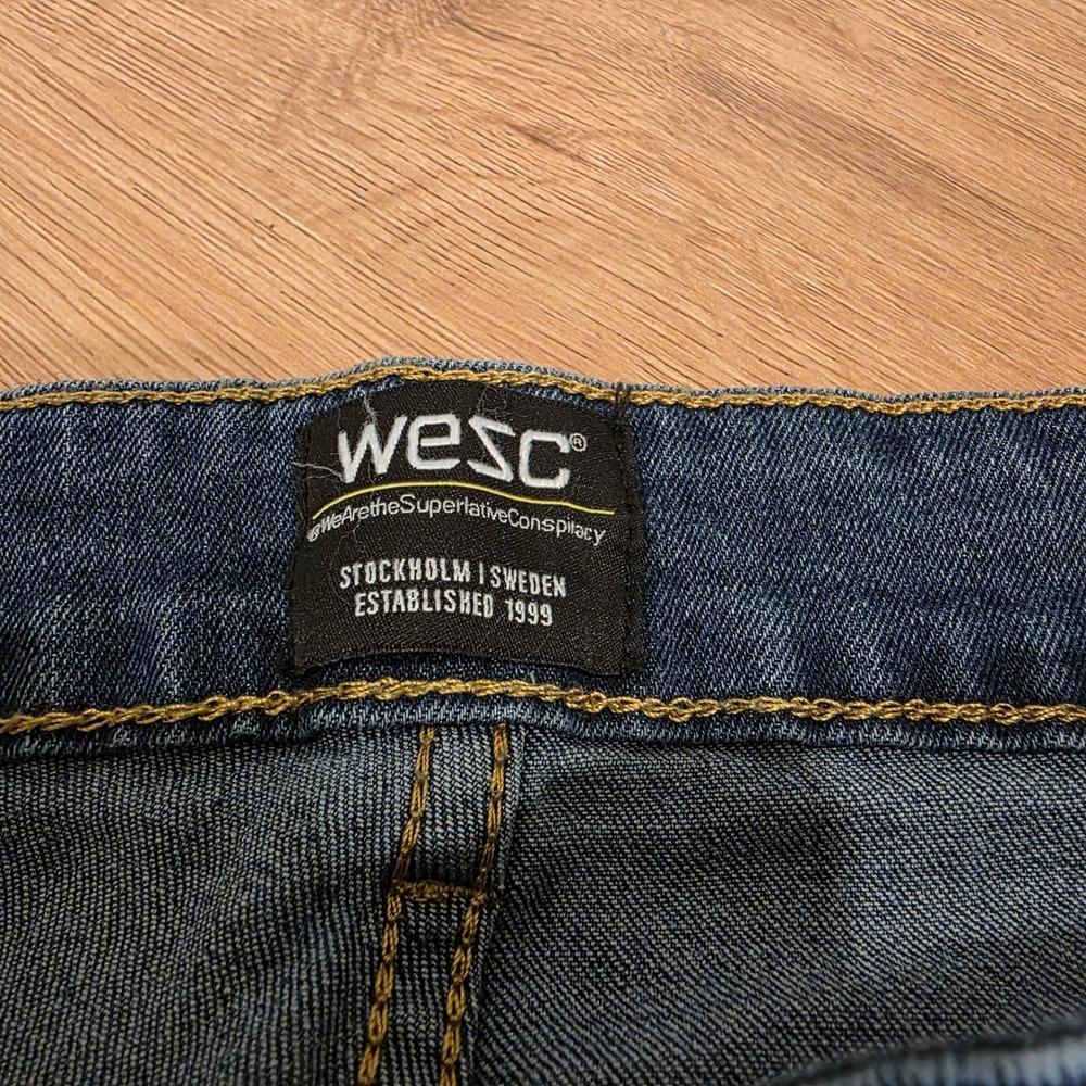 WeSC Bob Straight Leg Denim Jeans Mid Blue Wash 36 x 32 Unisex Fits 39 x 32 NWT - Picture 4 of 15